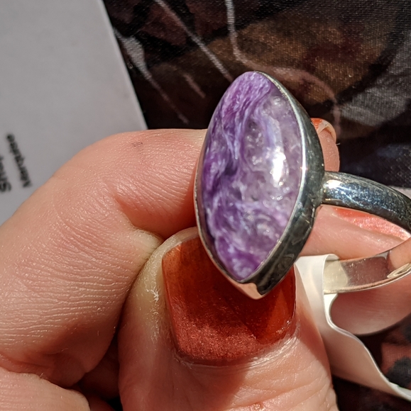 Genuine Russian Charoite Ring - Picture 2 of 8